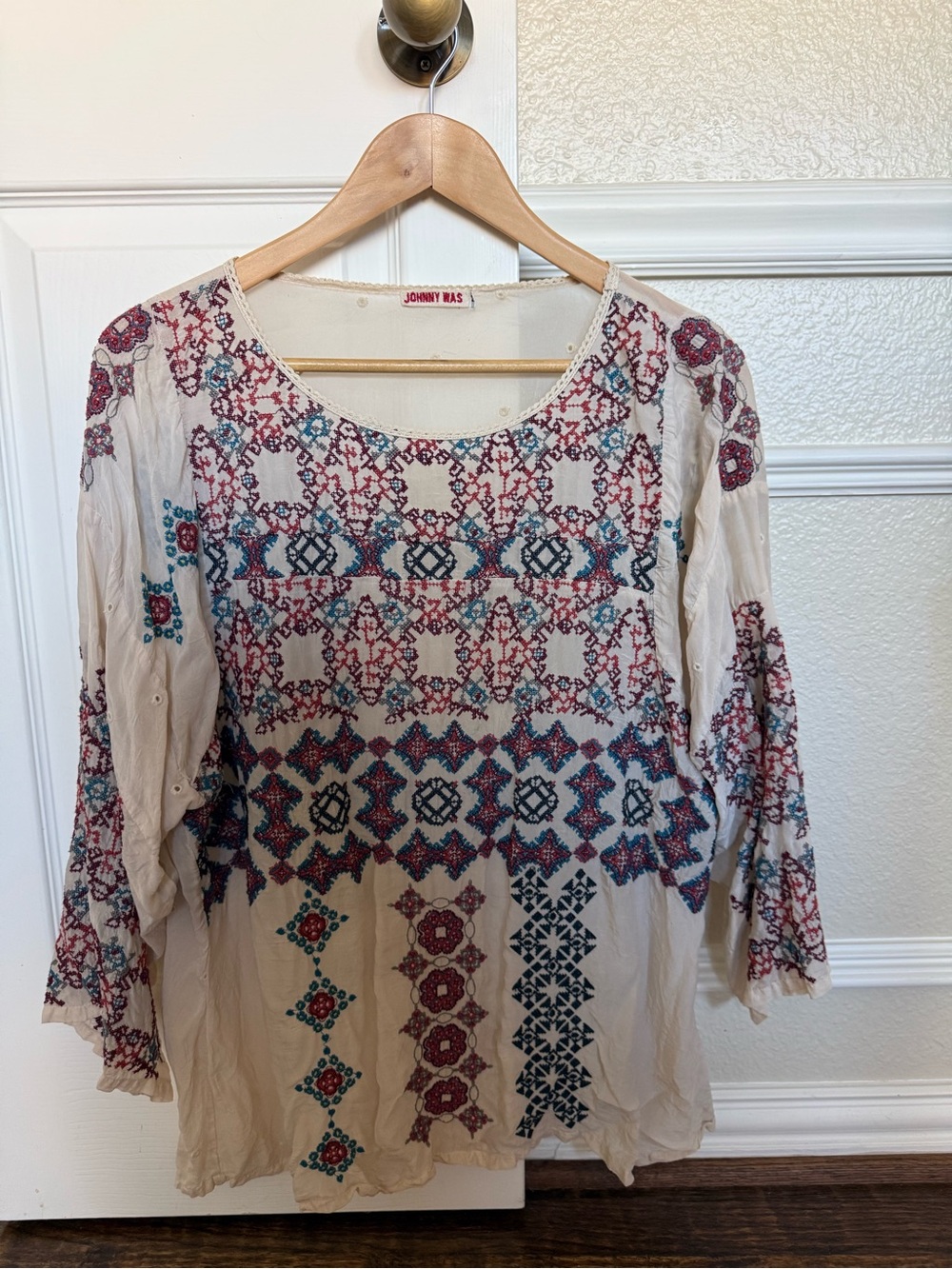 Johnny Was medium embroidered blouse